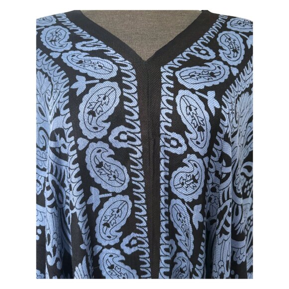 Bijoux Terner Pullover Kimono Scarf Wrap Blue Black Paisley Jacquard Print NEW - Picture 8 of 10